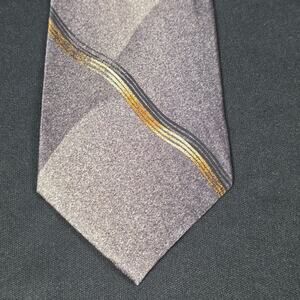 Roffe ACCESSORIES Men's Gray Charcoal Silk Abstract Geometric Tie
